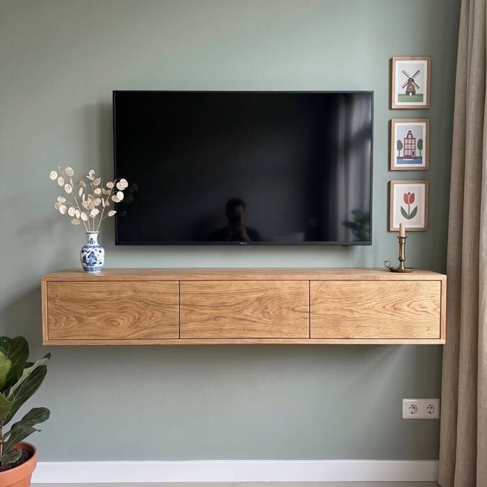 Zwevend eiken tv-meubel Berlijn