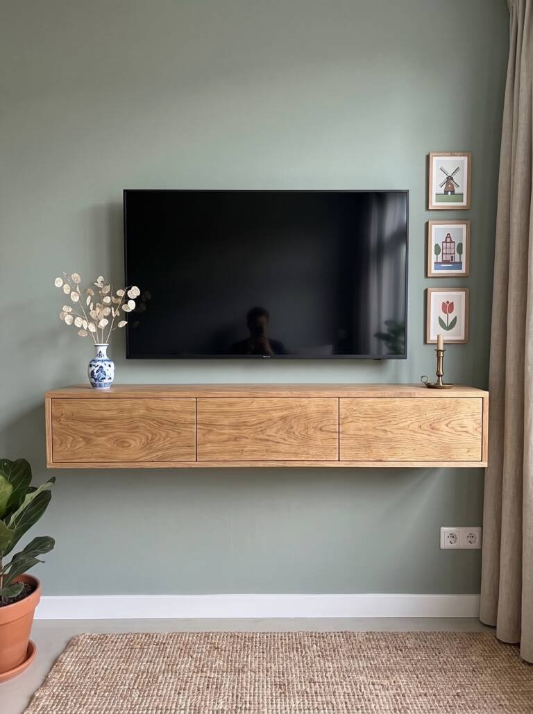Zwevend eiken tv-meubel Berlijn