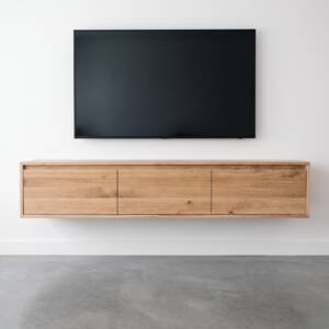 Zwevend massief eiken tv meubel met 3 kleppen