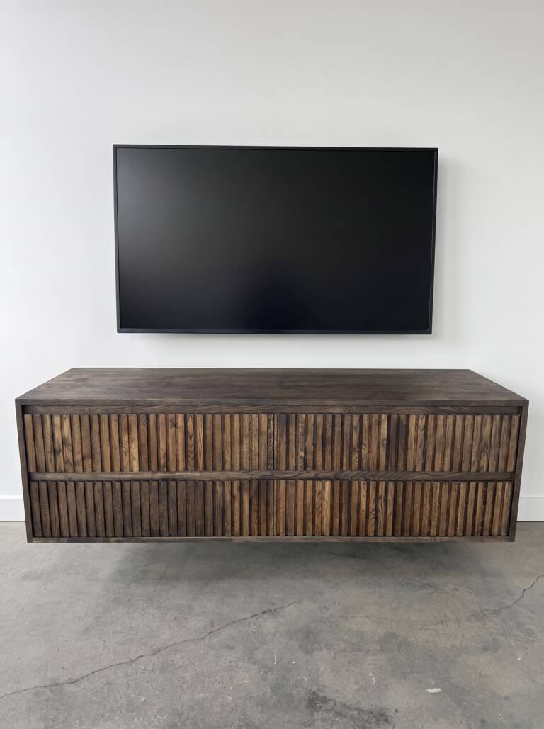 Massief eiken tv meubel ribbelfront softclose lades