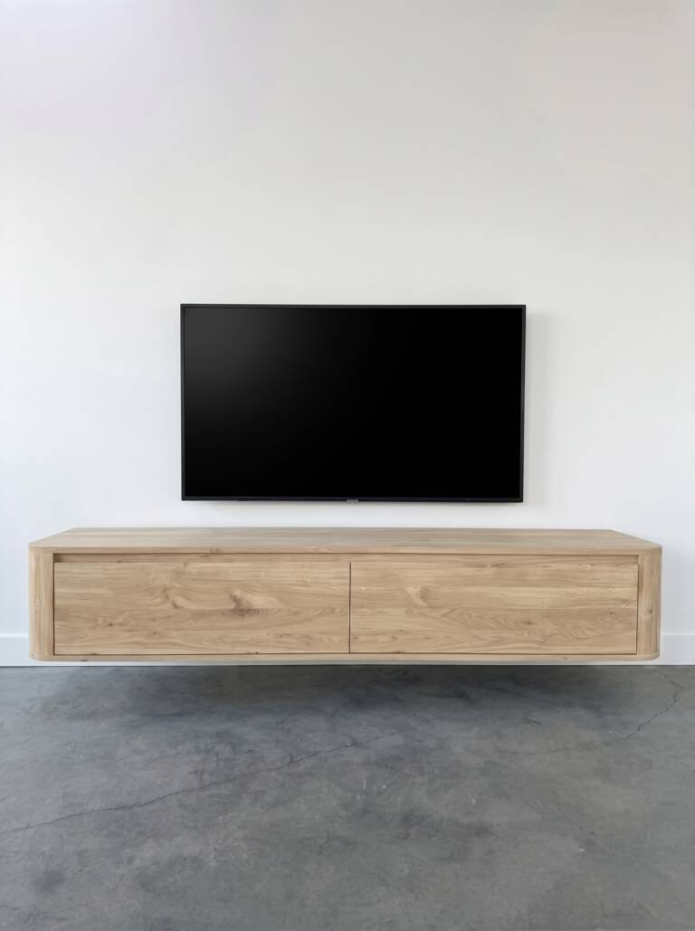 Massief eiken curved tv meubel met ronde hoeken