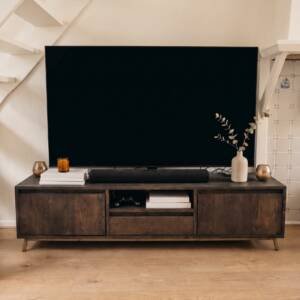 Eiken audio- tv meubel met 1 softclose lade en 2 deuren