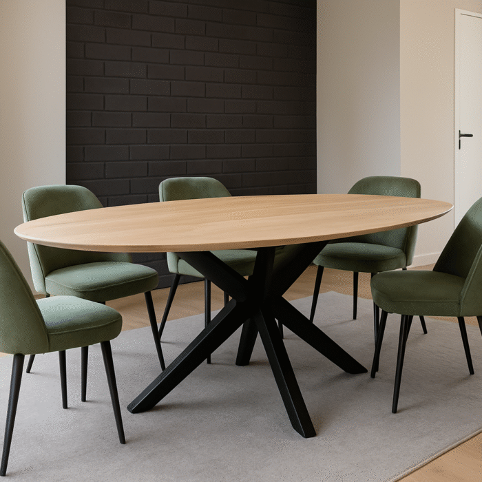 Ovale tafel eikenhout met verjongde rand