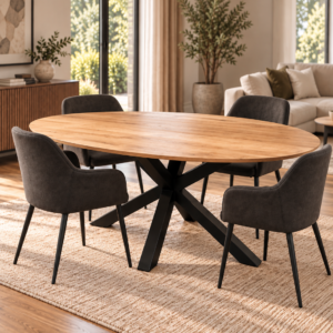 Ovale tafel eikenhout met verjongde rand