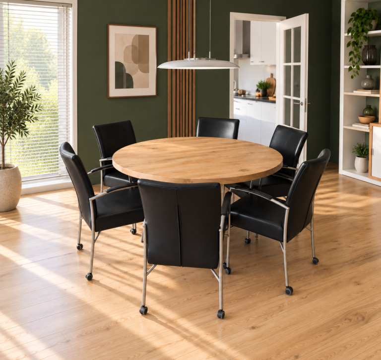 Ronde eiken eettafel