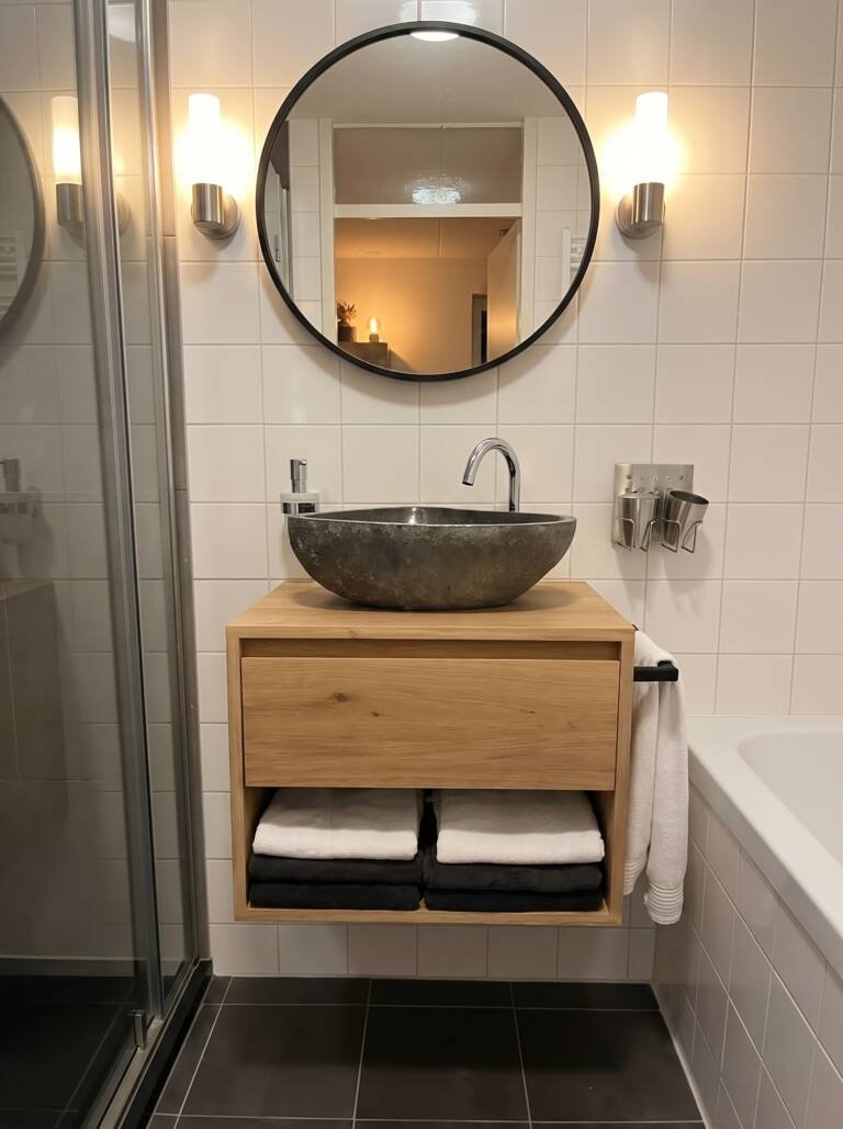Badmeubel van eiken zwevend | Eindhoven