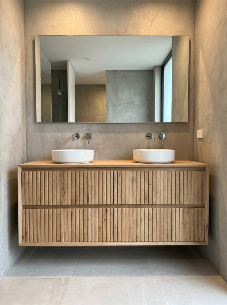 Eiken badkamermeubel met ribbelfront | Bussum