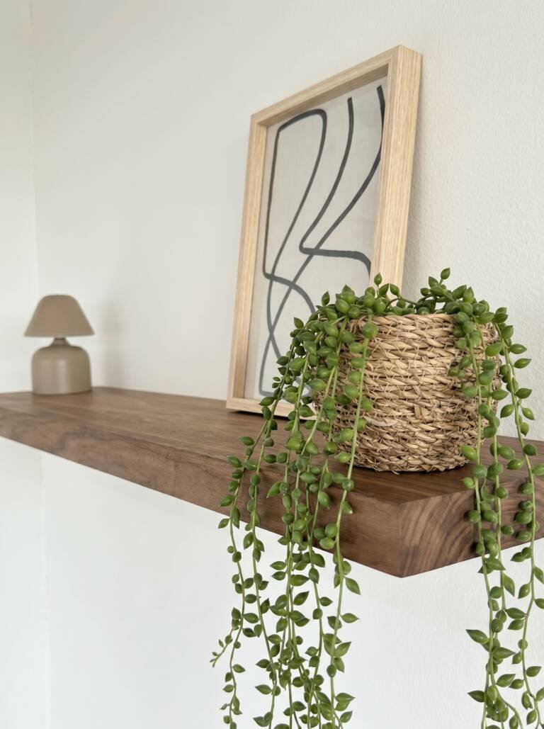 Noten wandplank op maat blinde bevestiging